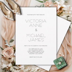 Invitación a la boda moderna en blanco y negro