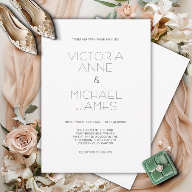 Invitación a la boda moderna en blanco y negro (Subido por el creador)
