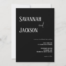Invitación a la boda moderna en blanco y negro