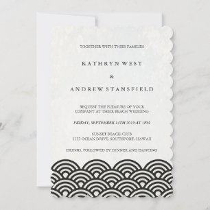 Invitación a la boda moderna en blanco y negro