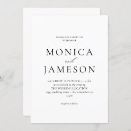 Invitación a la boda moderna en blanco y negro en 