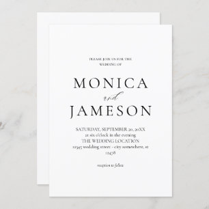 Invitación a la boda moderna en blanco y negro en