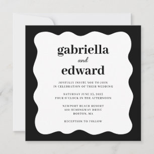Invitación a la boda moderna en la frontera ondula