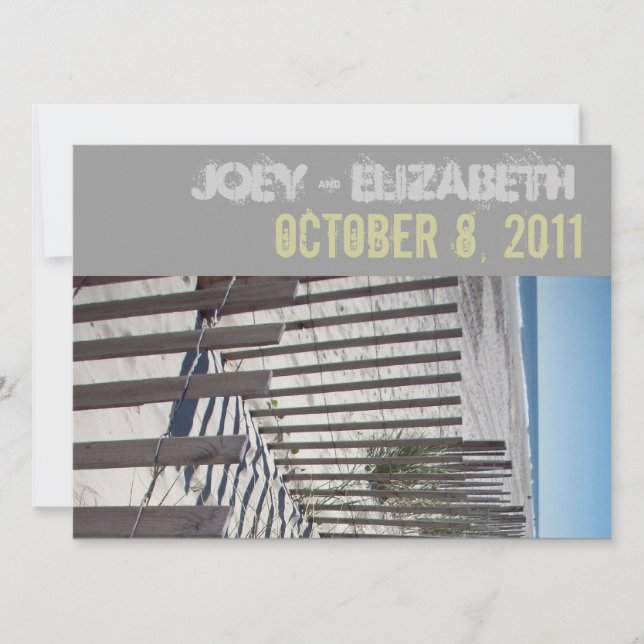Invitación a la boda moderna en la playa (Anverso)