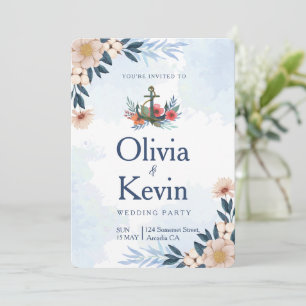 Invitación a la boda moderna en la playa, boda tro