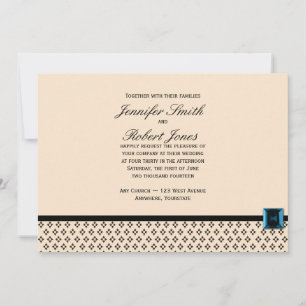 Invitación a la boda moderna en negro y marfil