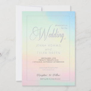 Invitación a la boda moderna en pastel y plata