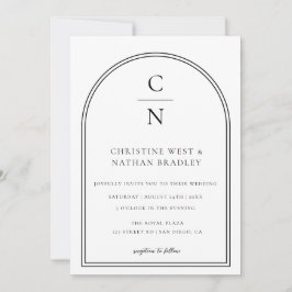 Invitación a la boda moderna en un arco de monogra