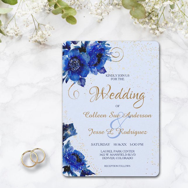 Invitación a la Boda Moderna Floral Dorada (Subido por el creador)