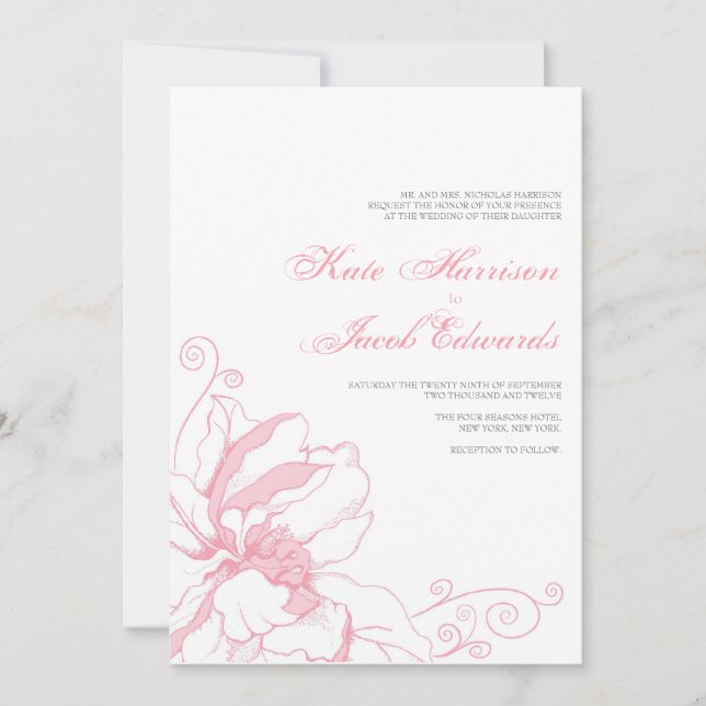 Invitación a la boda moderna :: Floral rosa (Anverso)
