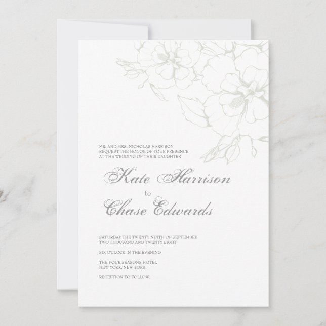 Invitación a la boda moderna : Floral suave (Anverso)
