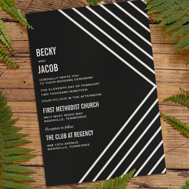 Invitación a la boda moderna geométrica de Black K (Subido por el creador)