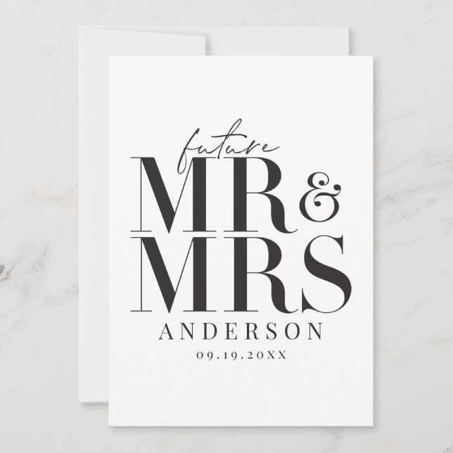 Invitación a la boda moderna, gráfica, tipográfica (Anverso)