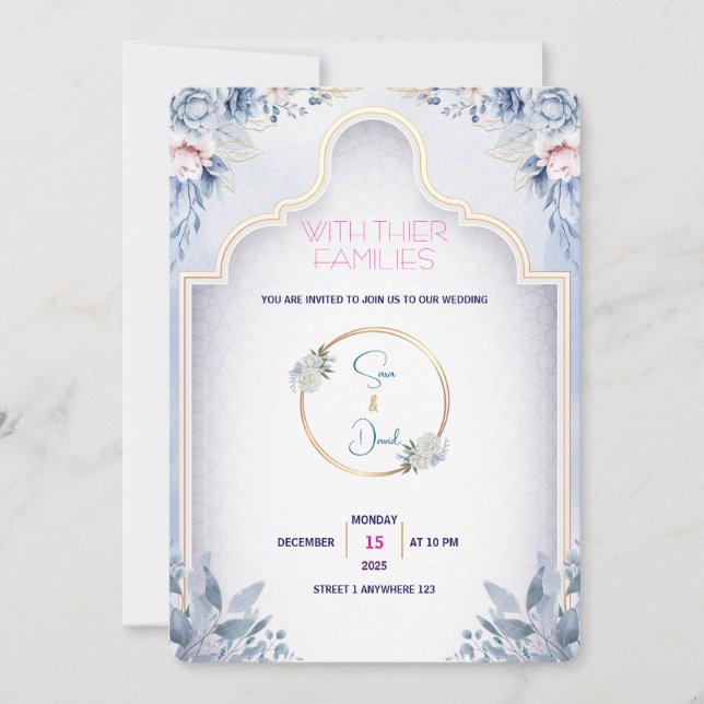 Invitación a la boda moderna minimalista (Anverso)