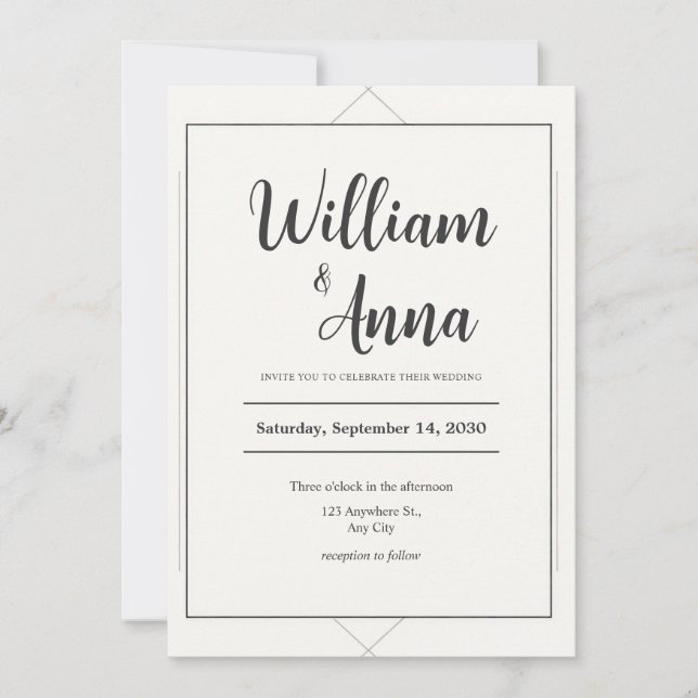 Invitación a la boda moderna minimalista (Anverso)