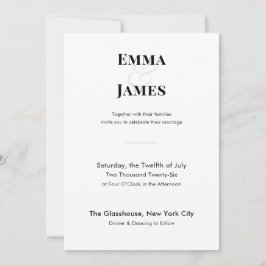 Invitación a la boda moderna minimalista con códig