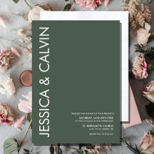 Invitación a la boda moderna Minimalista verde osc