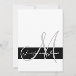 Invitación a la boda moderna Monograma blanco negr