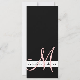 Invitación a la boda moderna Monograma rosa negro