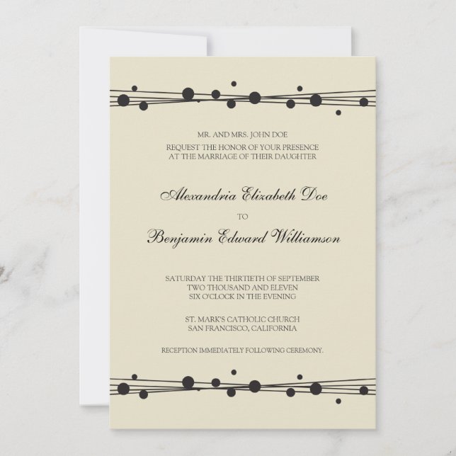 Invitación a la boda moderna (negro) (Anverso)