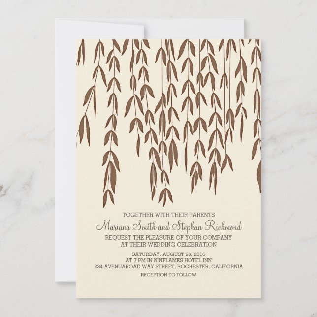 Invitación a la boda moderna para ramas de árbol s (Anverso)