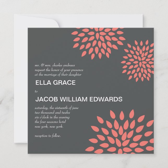 Invitación a la boda moderna // Pétalos postizos / (Anverso)