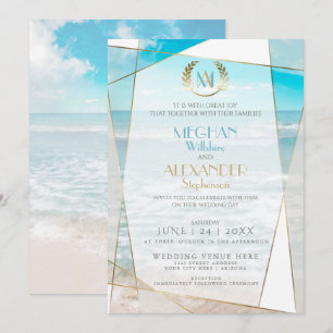 Invitación a la boda   Moderna playa de Monograma