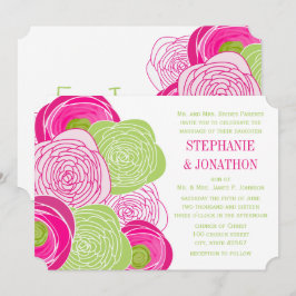 Invitación a la boda moderna Ranunculus Rosa Lime 