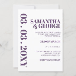 Invitación a la boda moderna retro púrpura