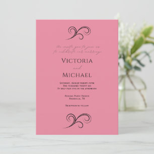 Invitación a la boda moderna rosa bonito