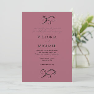 Invitación a la boda moderna rosa elegante