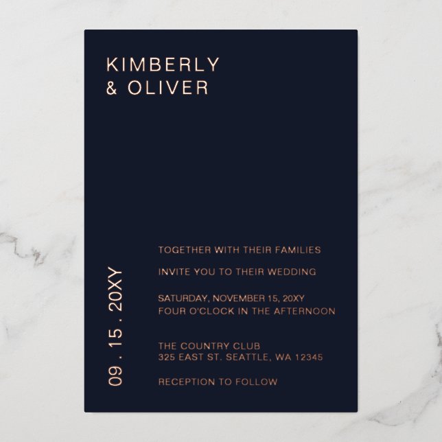 Invitación a la boda moderna simple y elegante de  (Anverso)