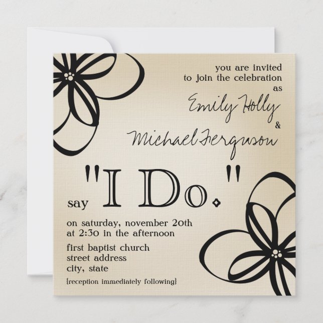 Invitación a la boda moderna - Tan y Negro hago y  (Anverso)