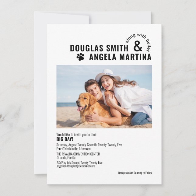 Invitación a la boda moderna y amigable con los ma (Anverso)