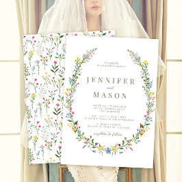 Invitación a la boda moderna y colorida de flores 