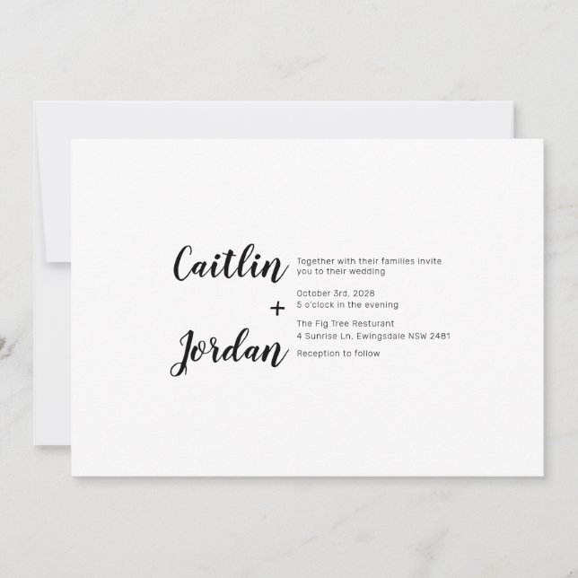 Invitación a la boda moderna y contemporánea (Anverso)