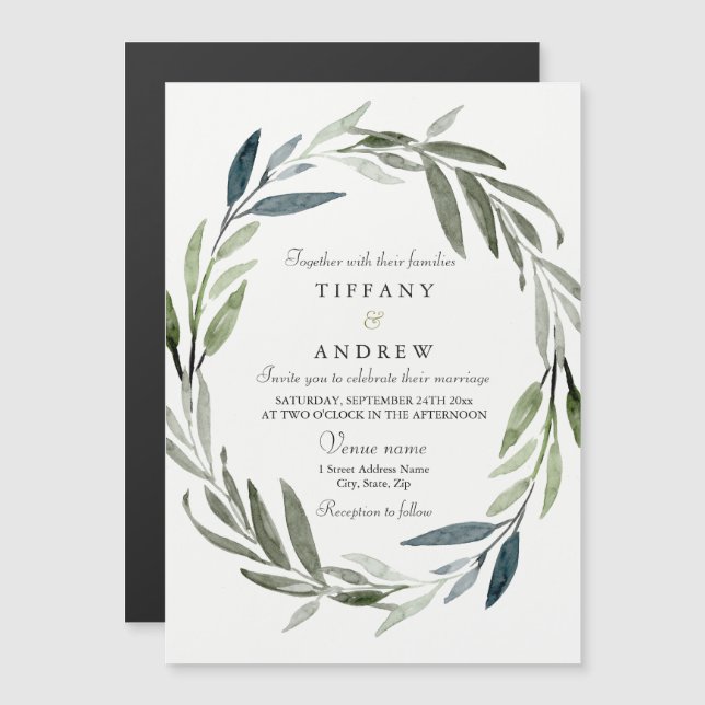 Invitación a la boda: Moderna y elegante corona de (Anverso/Reverso)