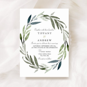 Invitación a la boda moderna y elegante de la hoja