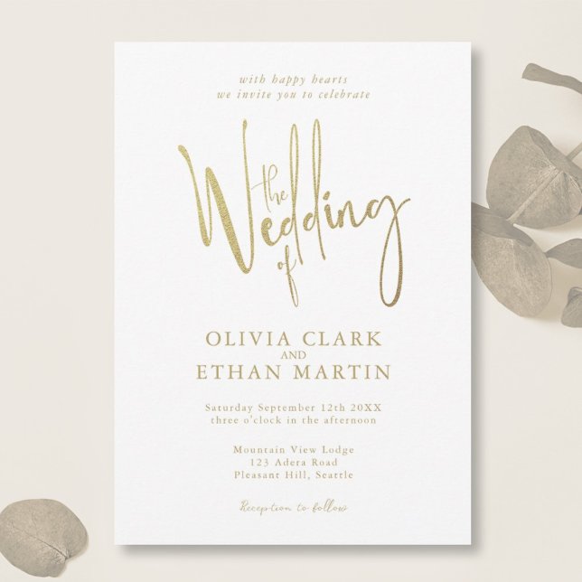 Invitación a la boda moderna y elegante de oro (Subido por el creador)