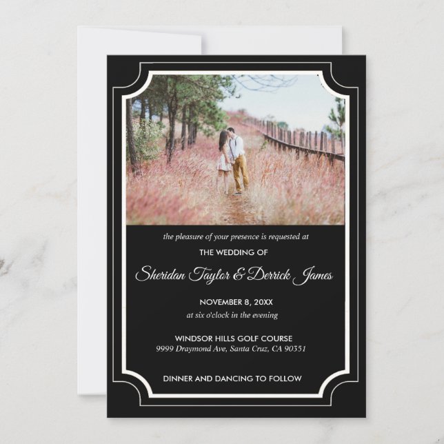 Invitación a la boda moderna y elegante en blanco  (Anverso)