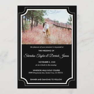 Invitación a la boda moderna y elegante en blanco 