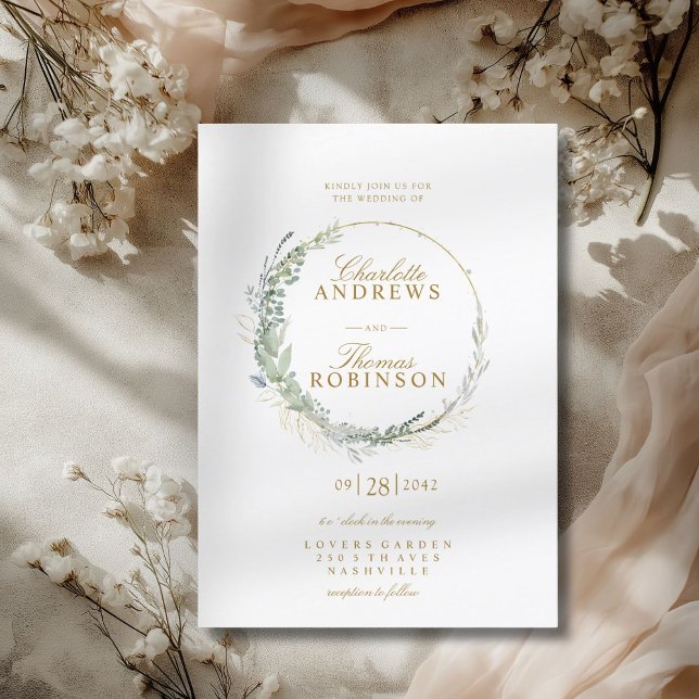 Invitación a la boda moderna y elegante en eucalip (Modern Elegant Eucalyptus Wedding Invitation. Prints & Instant Download.)