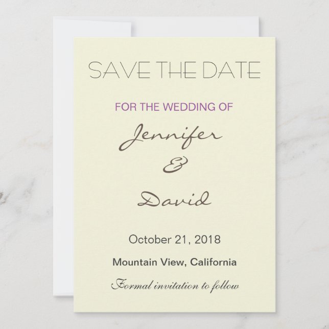 Invitación a la boda moderna y gris de fondo beige (Anverso)