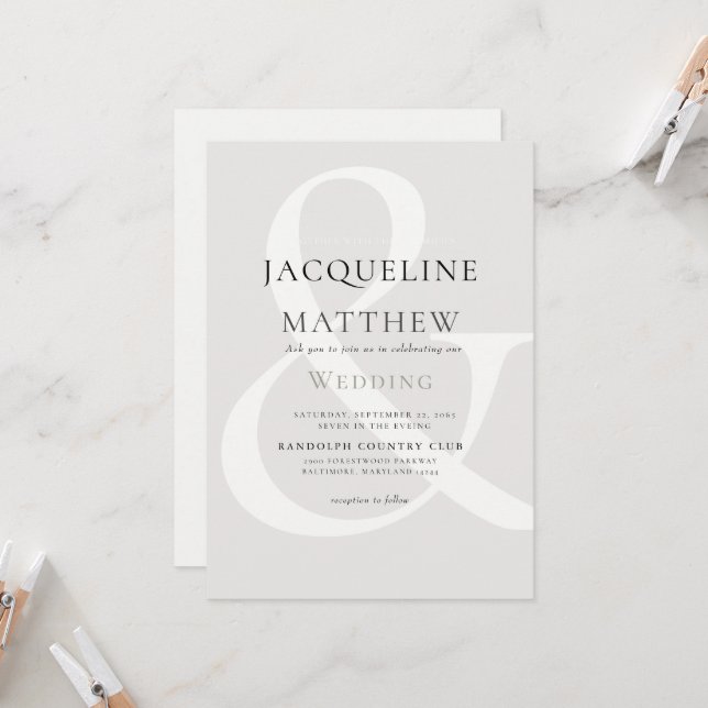 Invitación a la boda moderna y moderna (Anverso/Reverso In Situ)