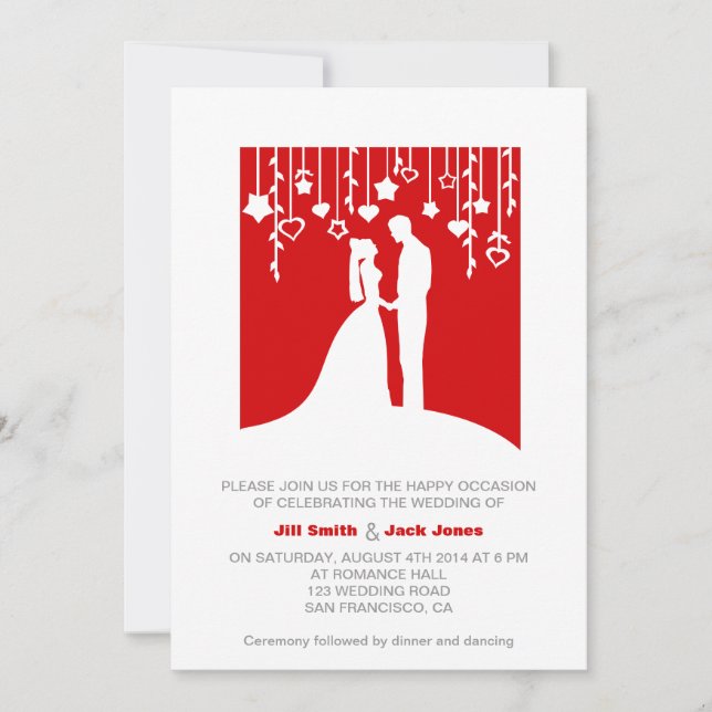 Invitación a la boda moderna y moderna en tonos ro (Anverso)