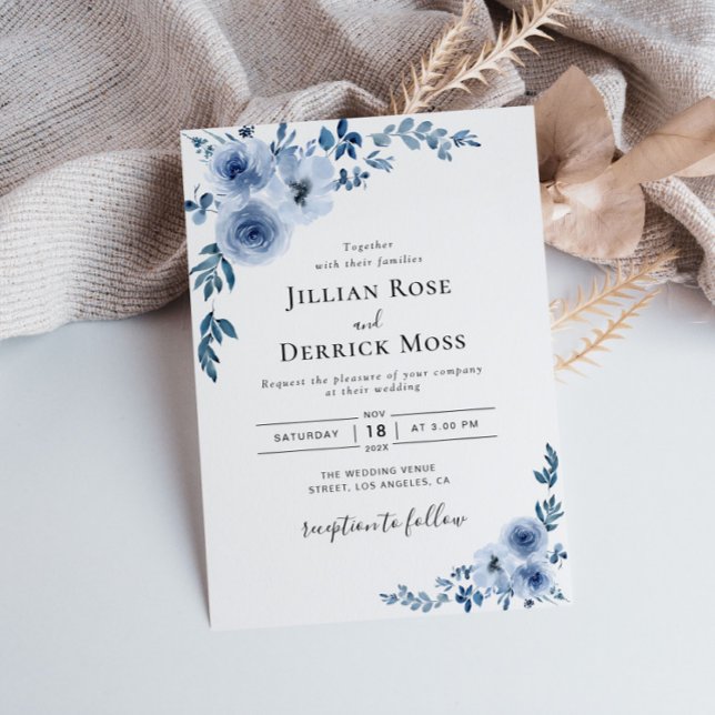 invitación a la boda moderna y polvorienta floral  (Subido por el creador)