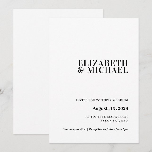 Invitación a la boda moderna y sencilla (Anverso / Reverso)