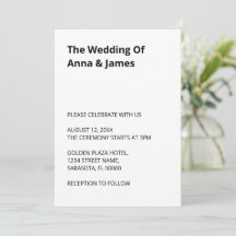 Invitación a la boda moderna y simple limpia