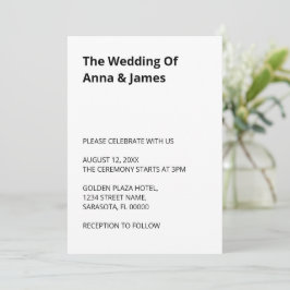 Invitación a la boda moderna y simple limpia
