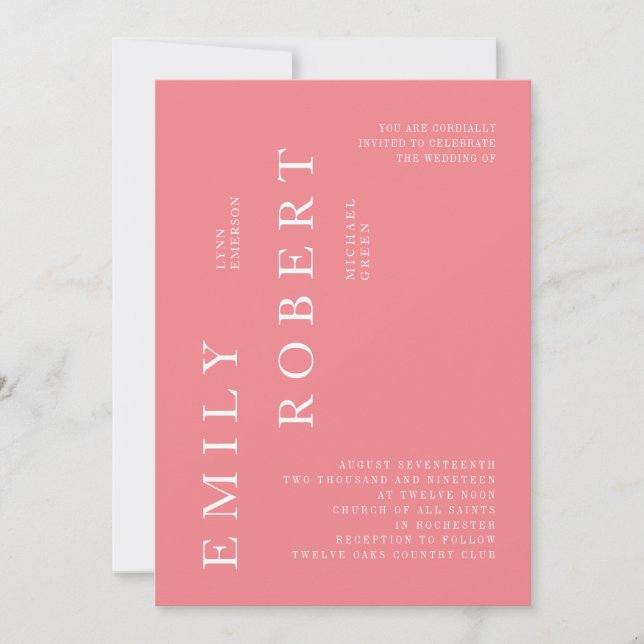 Invitación a la boda modernista Rubor (Anverso)